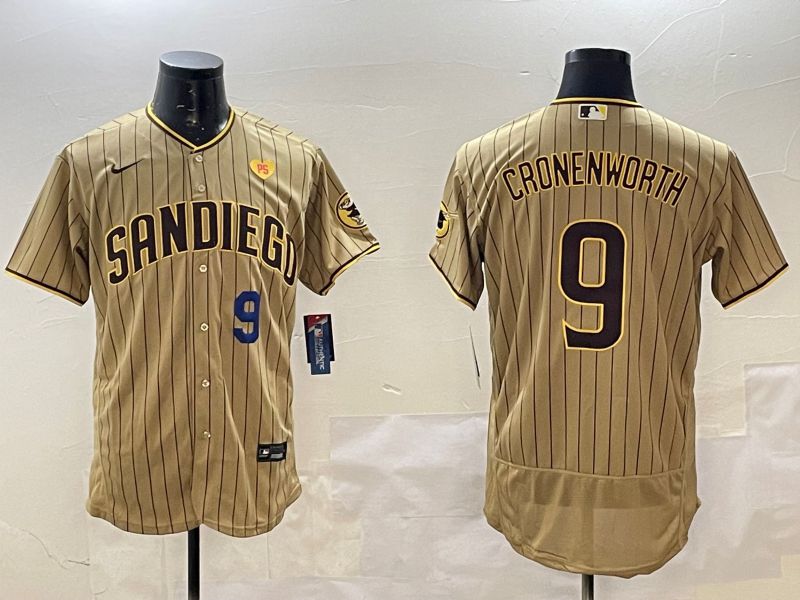 Men San Diego Padres #9 Cronenworth Brown Stripe Elite 2025 Nike MLB Jersey style 9->san diego padres->MLB Jersey